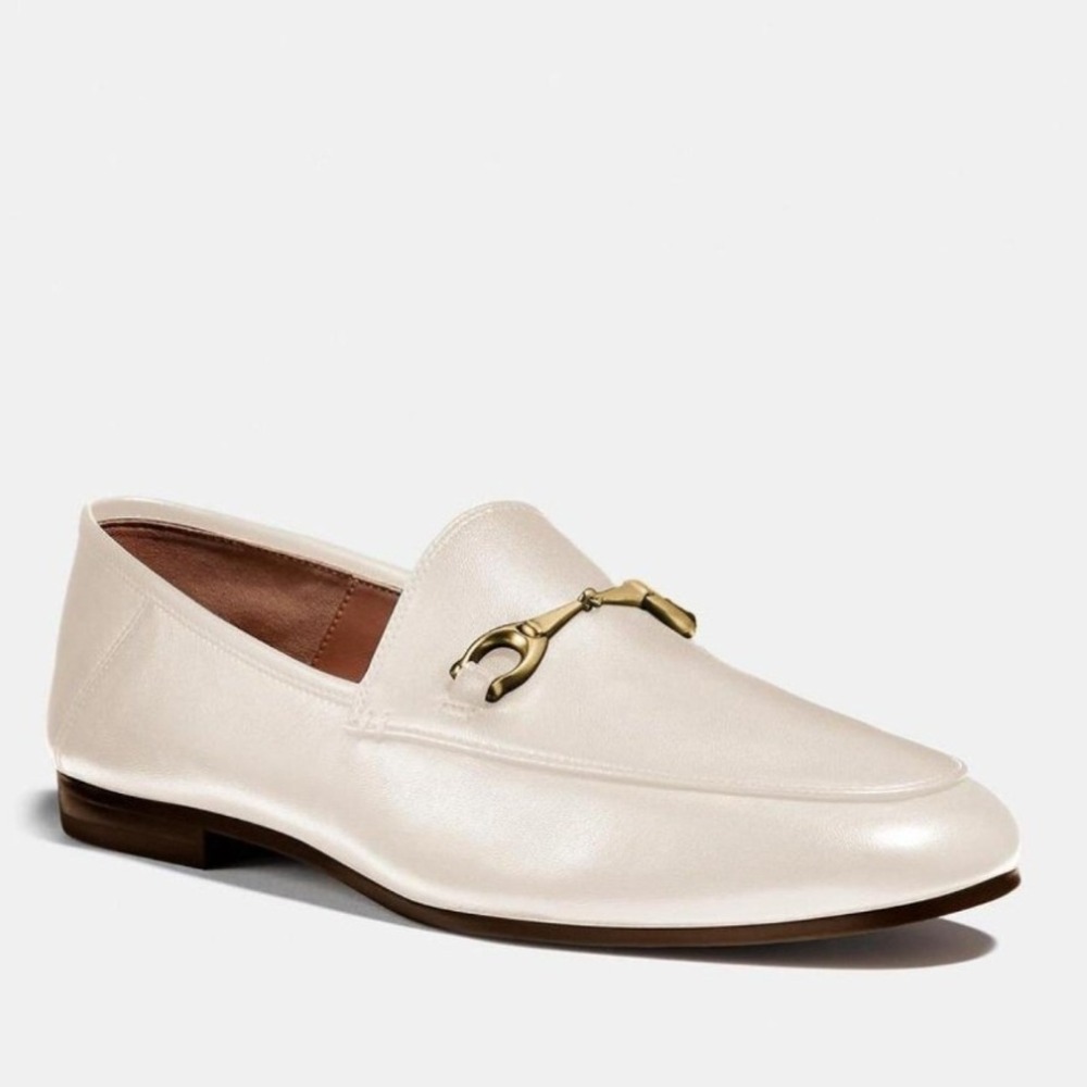 NWOB Coach Womens Loafers 5 Chalk White Horsebit Quiet Luxury Leather $411